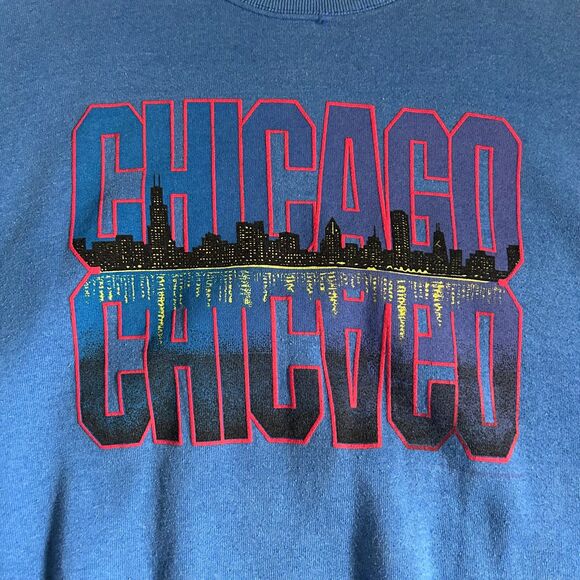 Vintage Fruit Of The Loom Chicago Heather Blue Crew Sweatshirt Size XL - Picture 5 of 5
